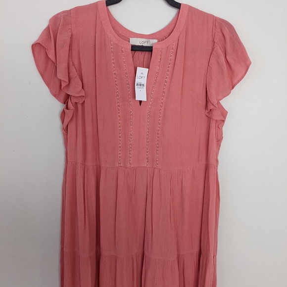 LOFT Flutter Sleeve Tiered Dress - Picture 3 of 11